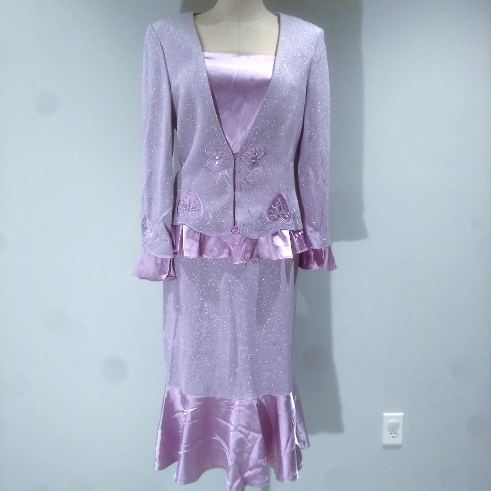 Elite Champagne Two Piece Skirt Suit